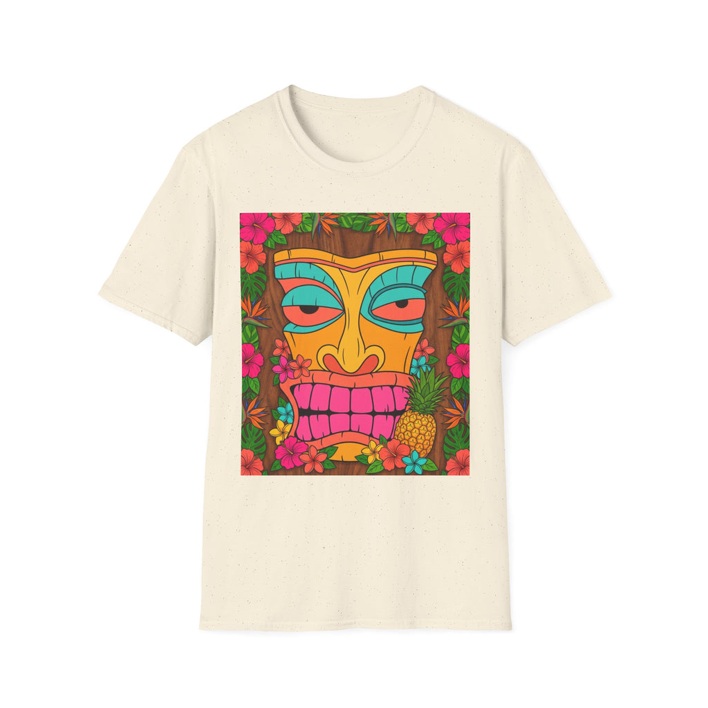 Tiki Mask Graphic Tee — Tropical Retro Tribal Face T-Shirt
