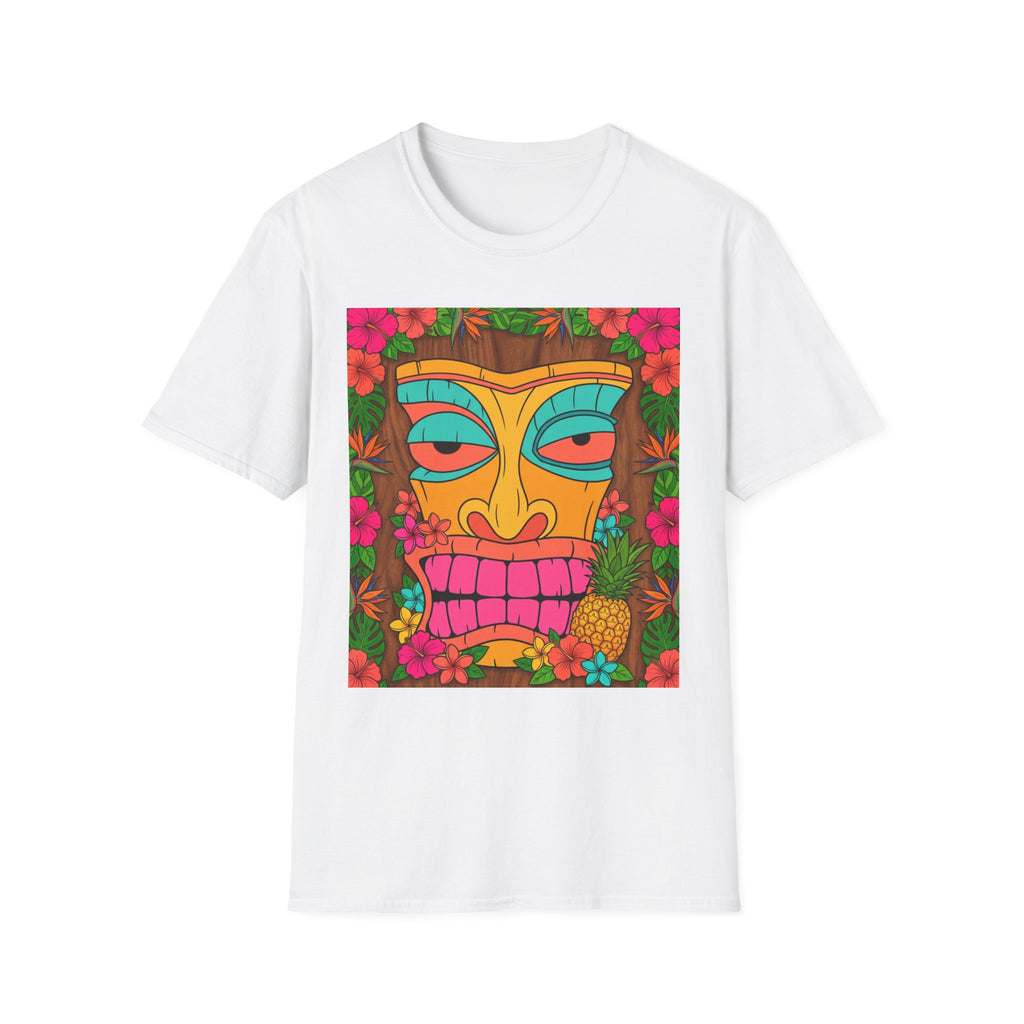 Tiki Mask Graphic Tee — Tropical Retro Tribal Face T-Shirt