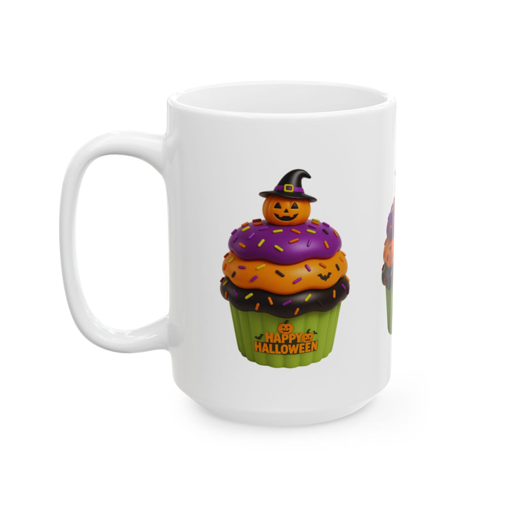 Halloween Cupcake Mug — Happy Halloween Pumpkin Cupcake Ceramic Coffee Cup (11oz, 15oz)