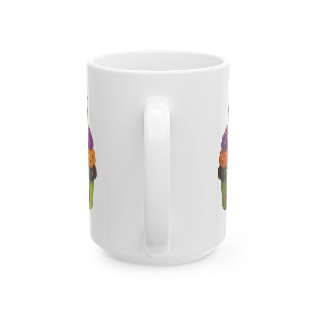 Halloween Cupcake Mug — Happy Halloween Pumpkin Cupcake Ceramic Coffee Cup (11oz, 15oz)