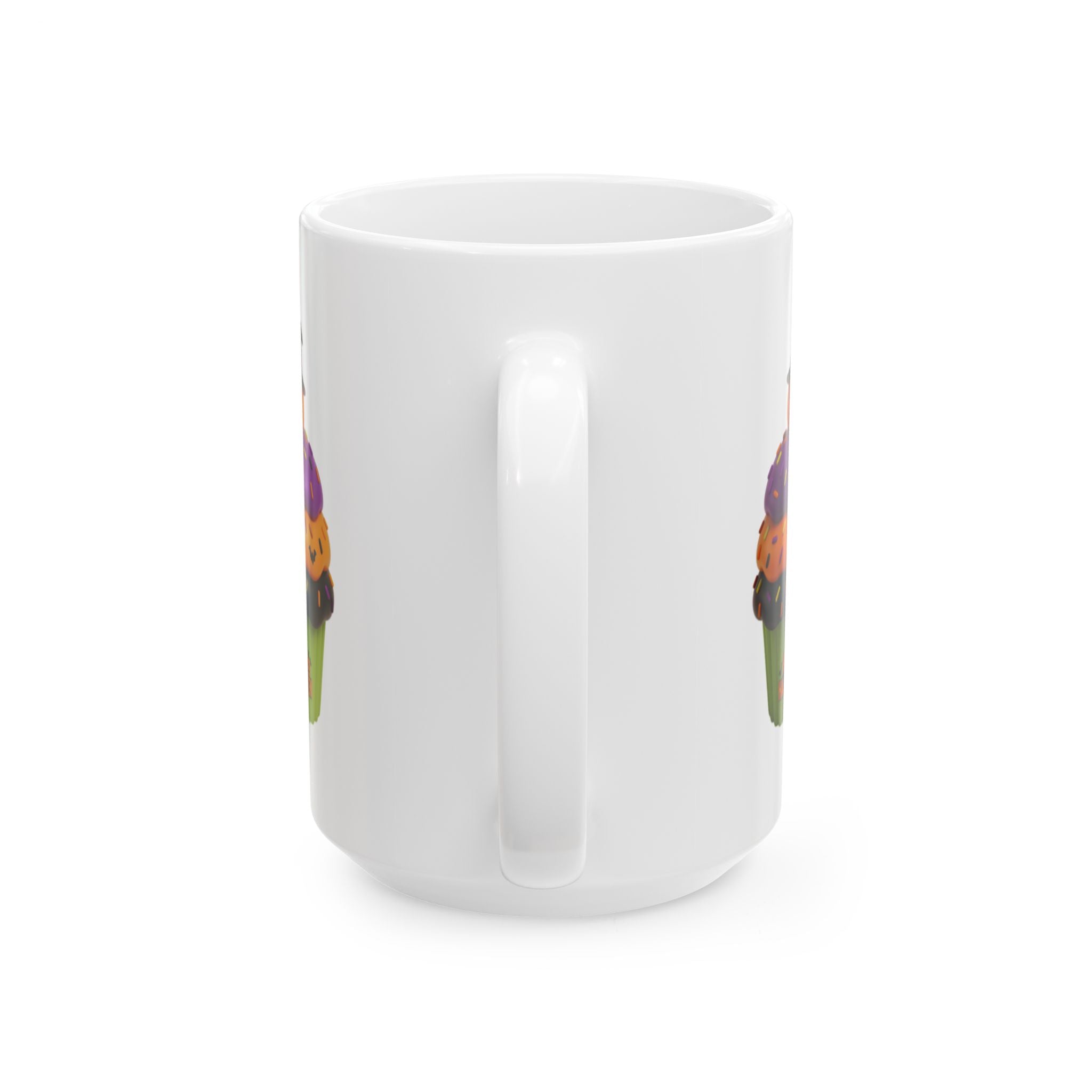 Halloween Cupcake Mug — Happy Halloween Pumpkin Cupcake Ceramic Coffee Cup (11oz, 15oz)