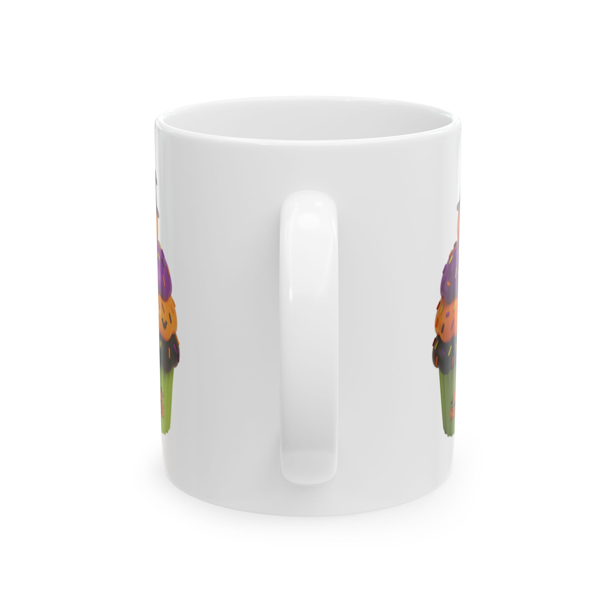Halloween Cupcake Mug — Happy Halloween Pumpkin Cupcake Ceramic Coffee Cup (11oz, 15oz)