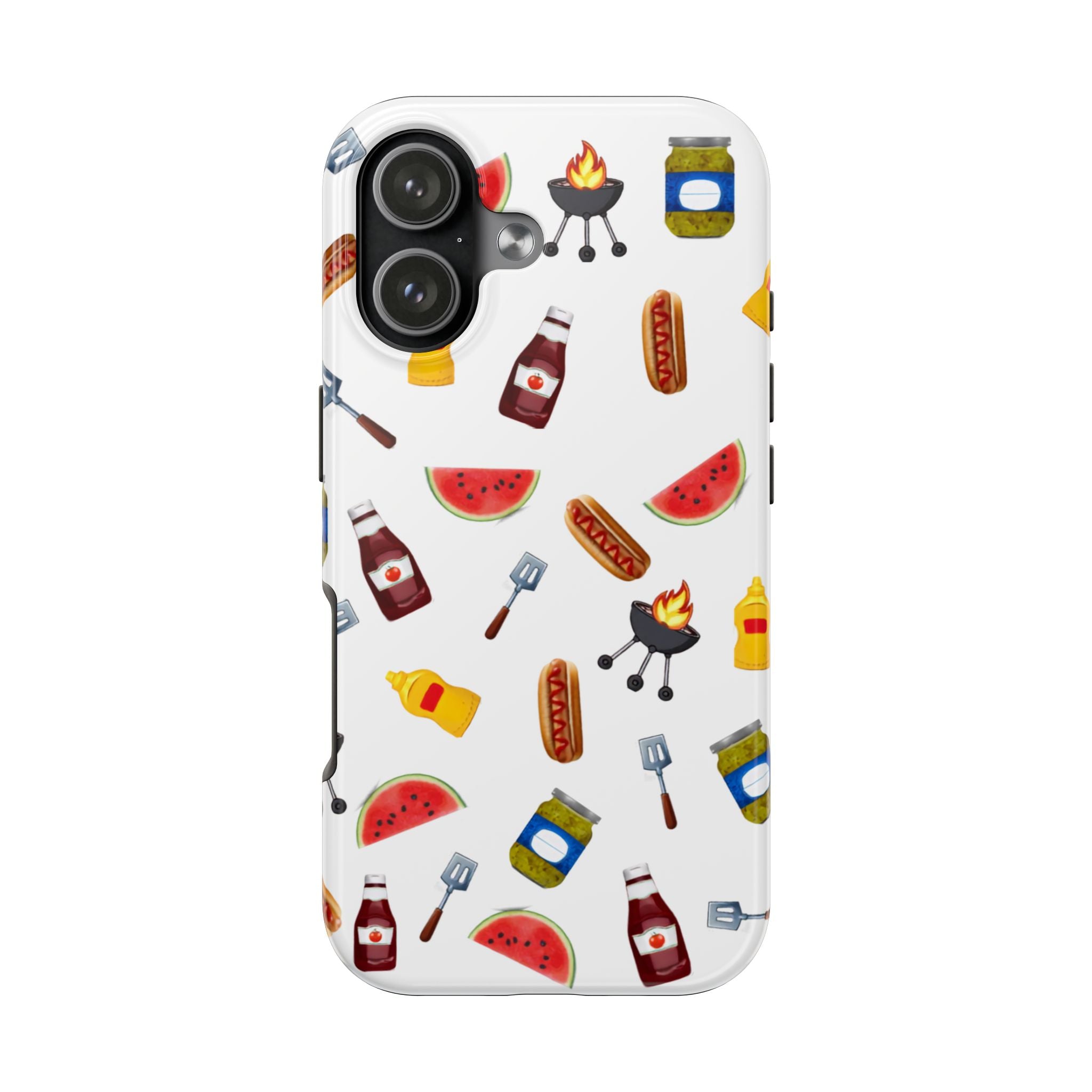 BBQ Pattern Tough Phone Case — Summer Grill, Hot Dog & Watermelon Protective Cover