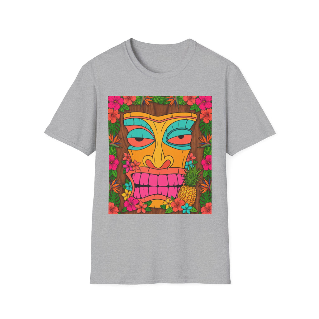 Tiki Mask Graphic Tee — Tropical Retro Tribal Face T-Shirt