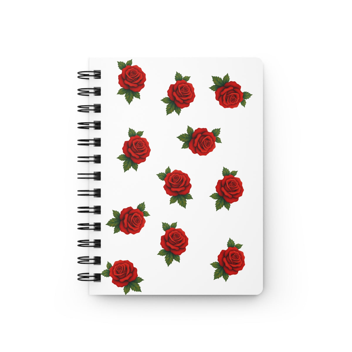 Rose Illustration Spiral Journal — Vintage Red Rose Notebook for Notes & Gifts