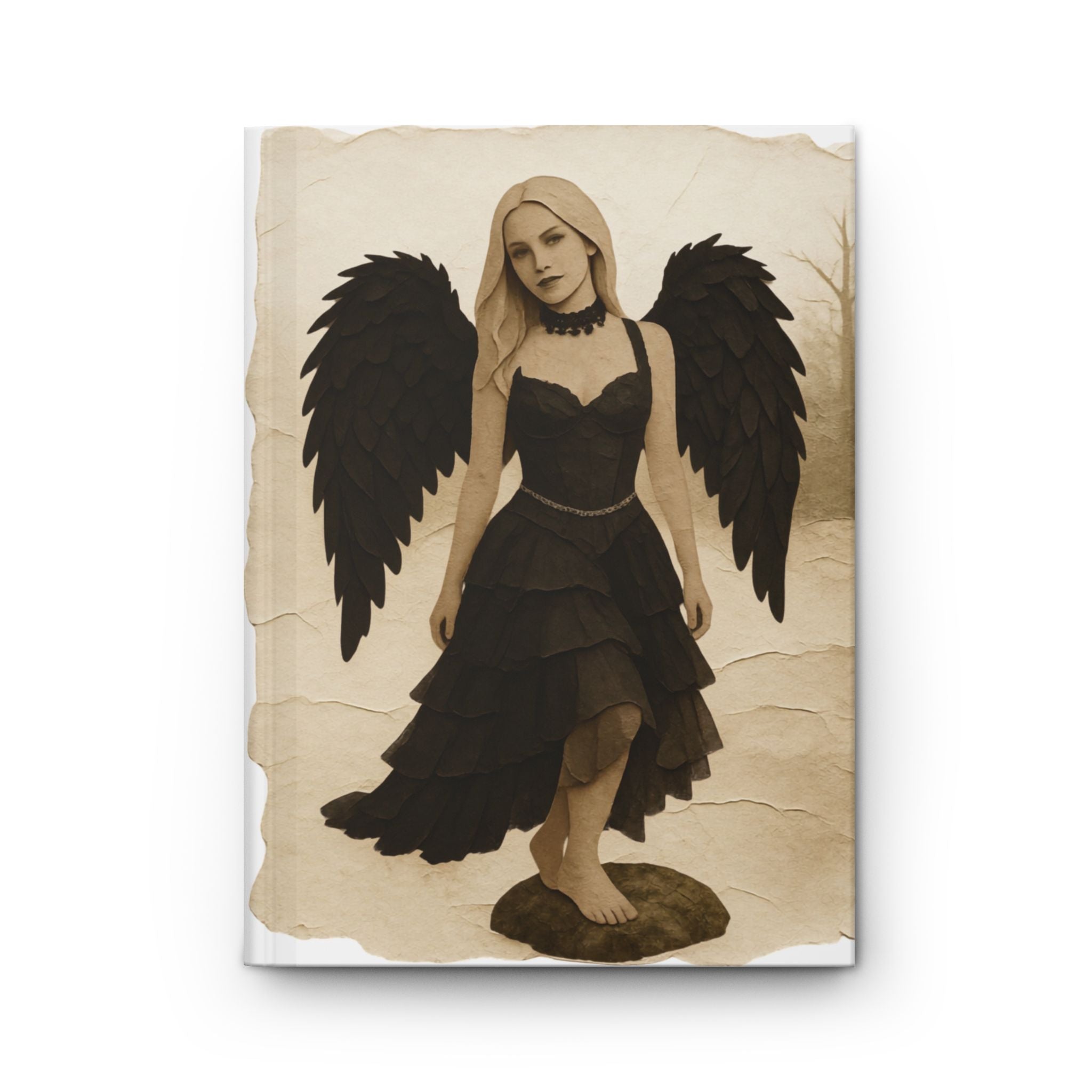Gothic Angel Hardcover Journal — Dark Winged Maiden Notebook for Journaling & Sketching