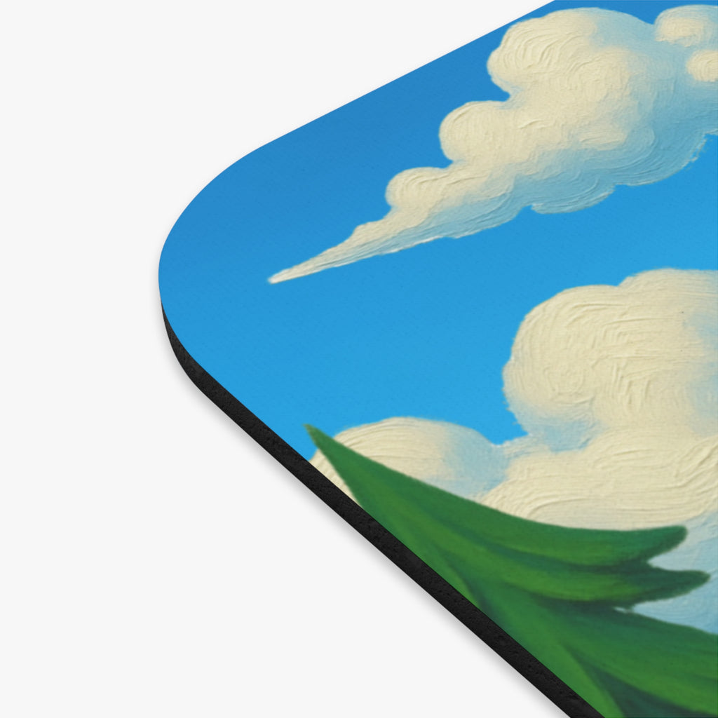 Scenic Forest Mouse Pad — Cute Cartoon Pines, Wildflowers & Blue Sky Desk Mat