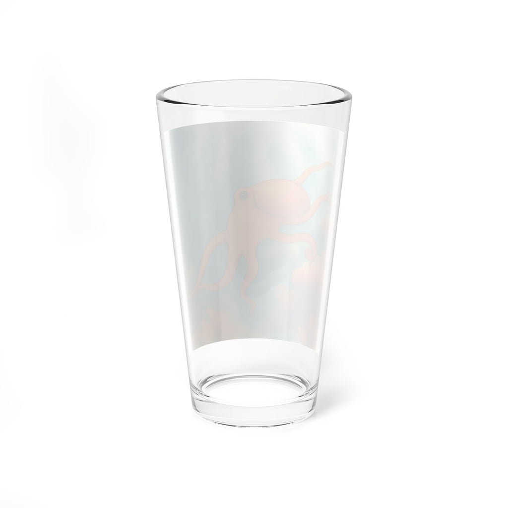 Octopus Art Mixing Glass — 16 oz Pint Glass with Underwater Sunset Design
