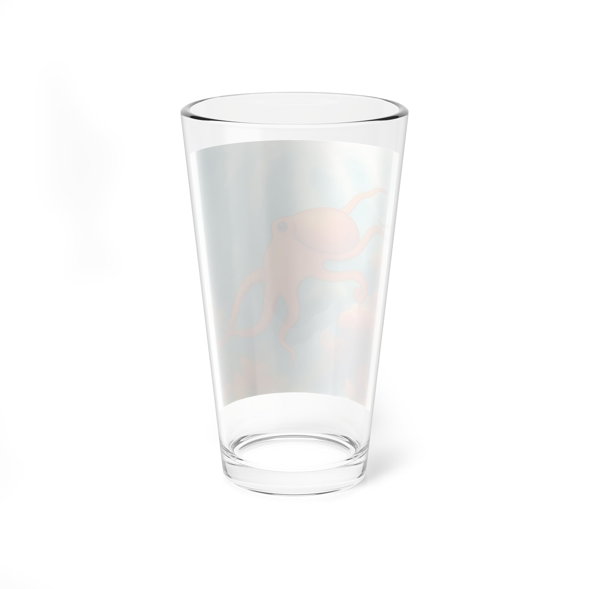 Octopus Art Mixing Glass — 16 oz Pint Glass with Underwater Sunset Design