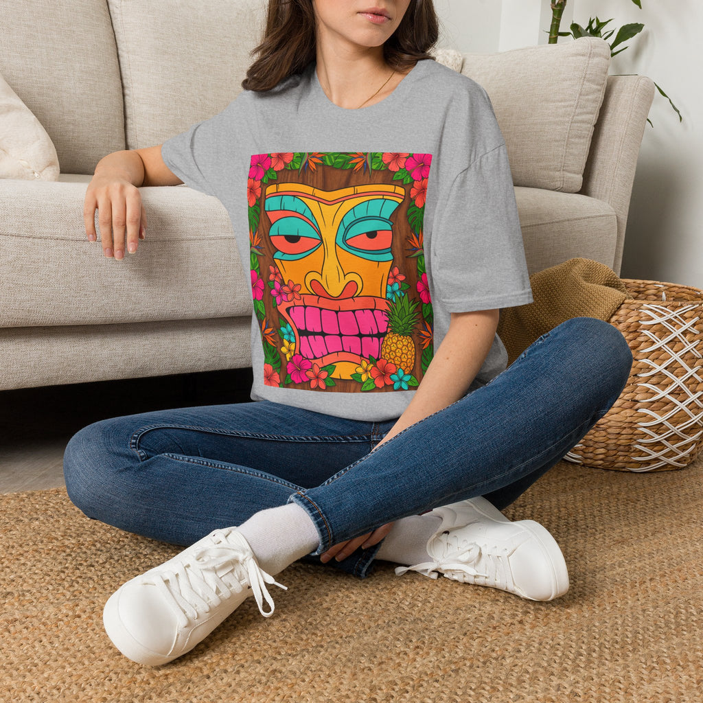 Tiki Mask Graphic Tee — Tropical Retro Tribal Face T-Shirt