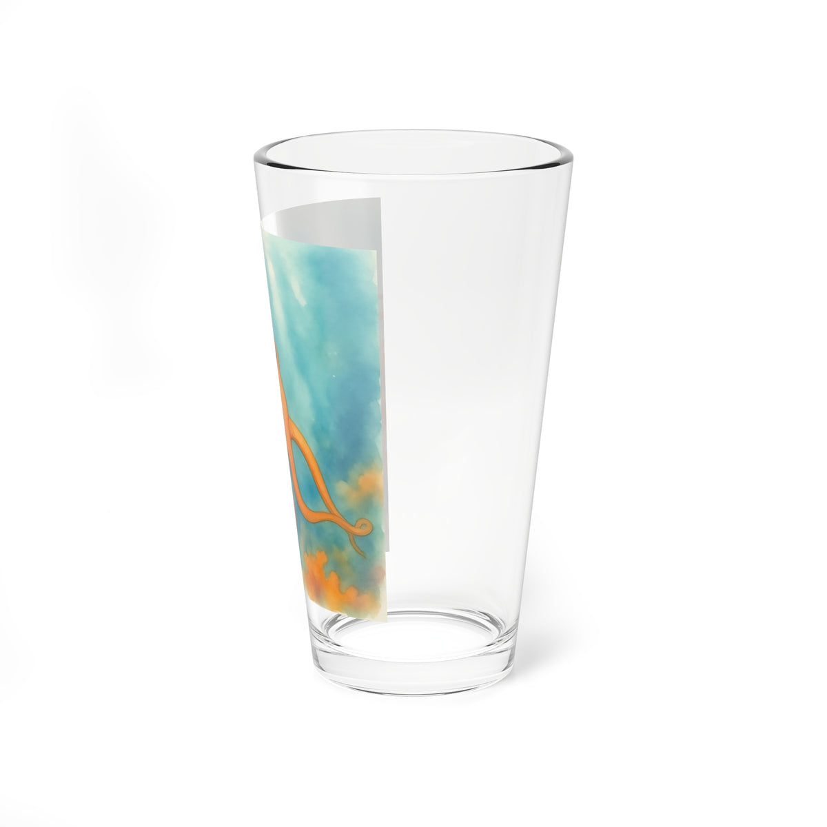 Octopus Art Mixing Glass — 16 oz Pint Glass with Underwater Sunset Design