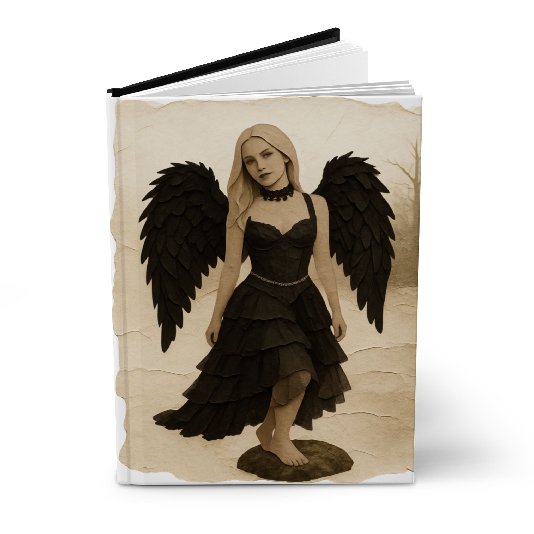 Gothic Angel Hardcover Journal — Dark Winged Maiden Notebook for Journaling & Sketching